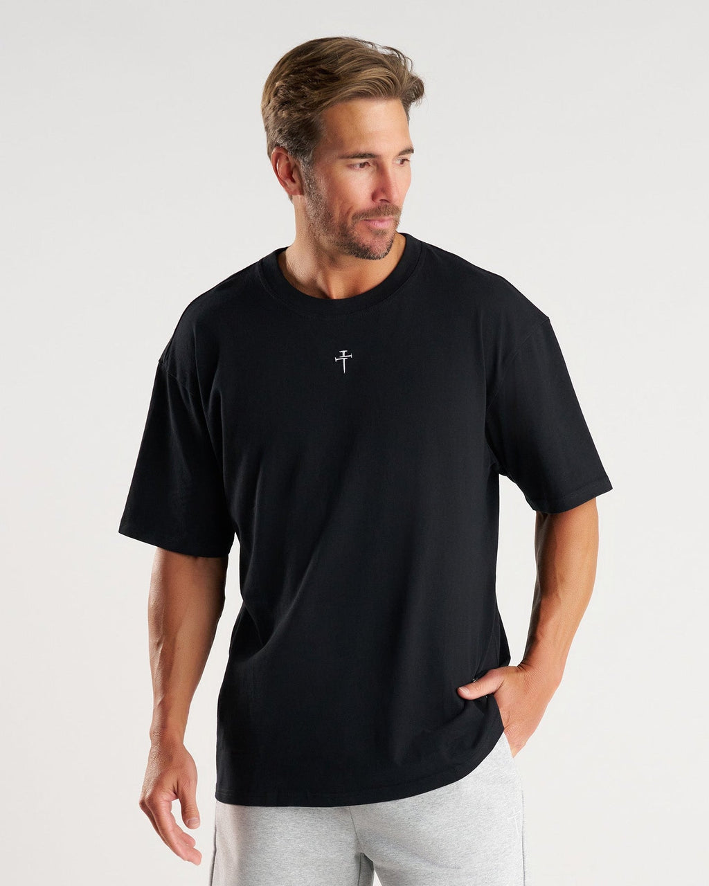 Heavyweight Cotton Oversized Tee "FHG" - Black